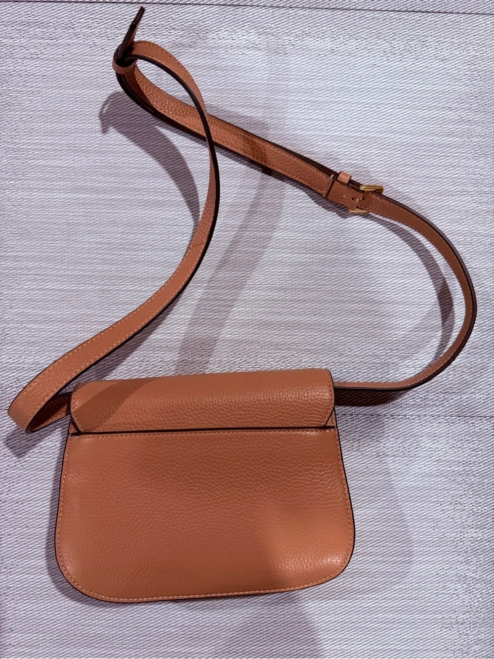 Tory Burch Pebbled Leather Crossbody in Warm Tan